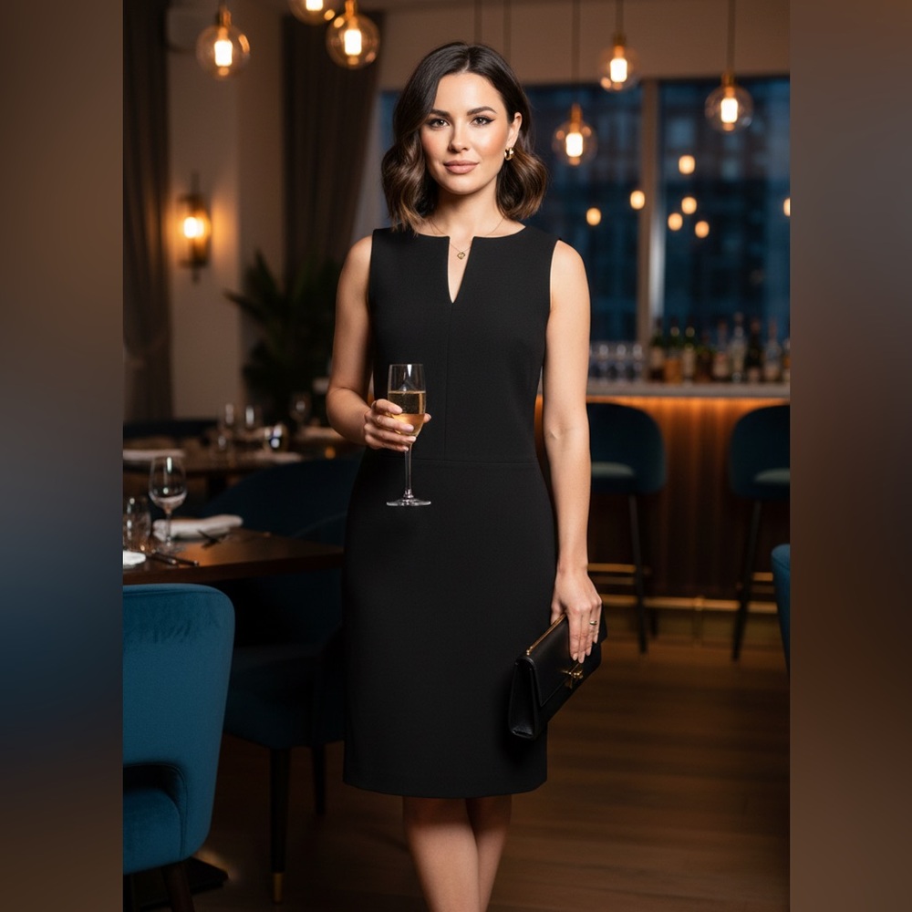 Ann Taylor Black Midi Dress